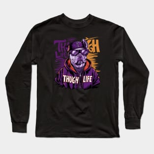 Urban Style Thug Life Dog Design Long Sleeve T-Shirt